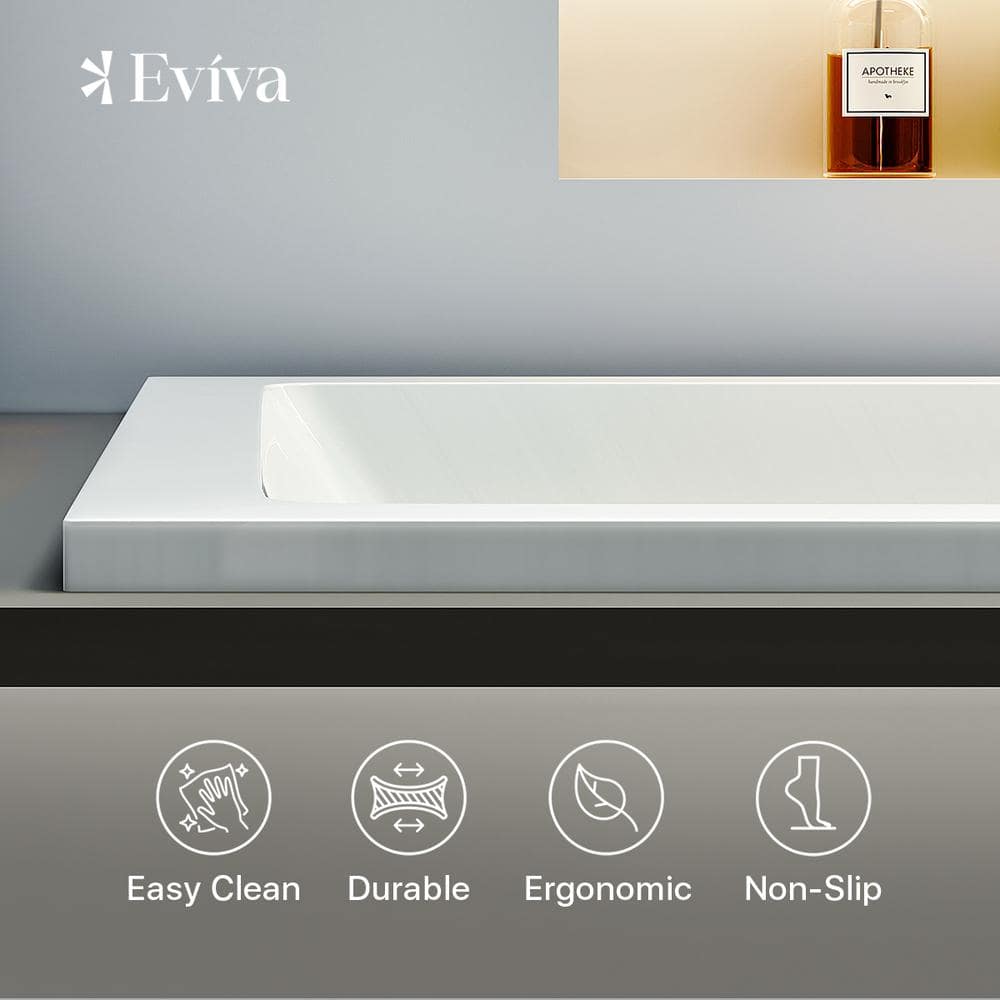 Teddy 59-Inch Glossy White Acrylic Drop-In Bathtub