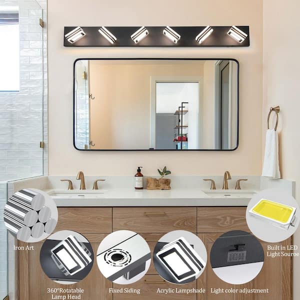 3 Colors Dimmable Black Vanity Light LED Bathroom Light Fixtures Over Mirror - View #11