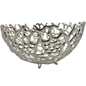 17 in. Decorative Metal Nest Bowl in Nickel