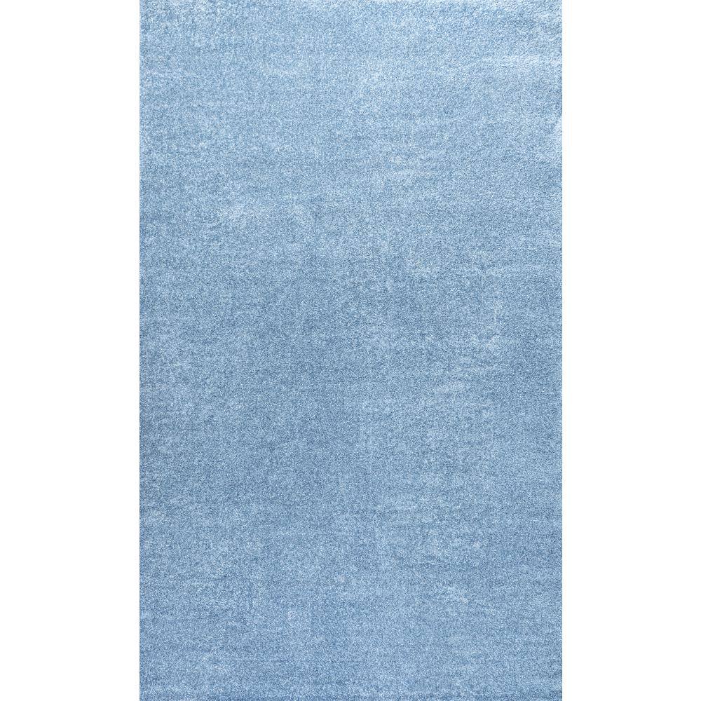 Classic Blue Solid Synthetic 10' x 14' Reversible Area Rug
