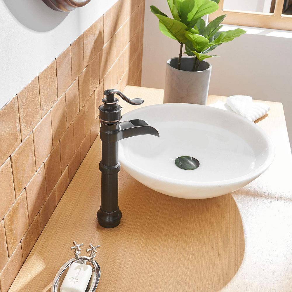 Oil Rubbed Bronze Waterfall Vessel Bathroom Faucet with Pop-Up Drain