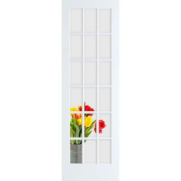 32 in. x 96 in. French Solid Wood 18-Lite Clear Glass Pine Wood Interior Door Slab