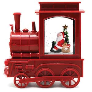 6.5 in. Red Train Glitter Globe