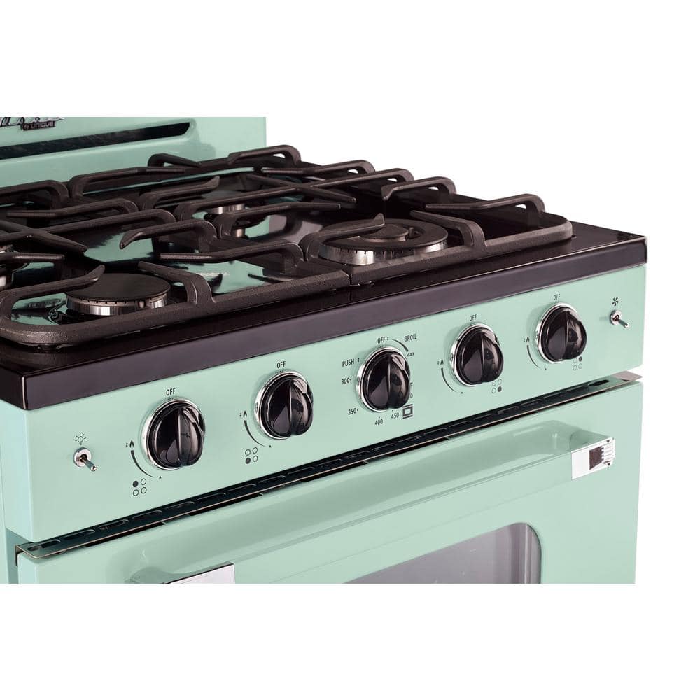 Summer Mint Green 30" Retro Freestanding Gas Range with Convection Oven