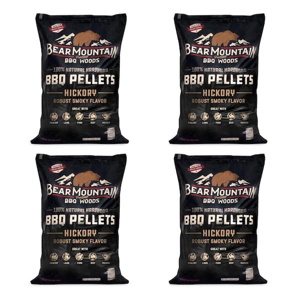 BEAR MOUNTAIN PREMIUM BBQ WOODS All-Natural Hardwood Hickory Smoker Pellets, 40 lbs. (4-Pack)