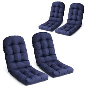 20 in. x 30 in. 4-Piece Deep Seating Outdoor Adirondack Chair Cushion in Navy Blue for Lounge Chair, Rocking Chair