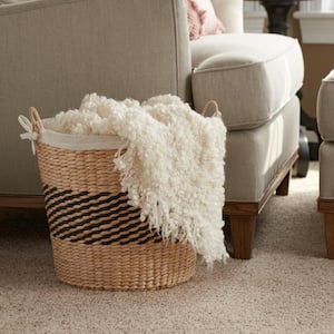 Woven Decorative Basket with Handles and Cotton Liner