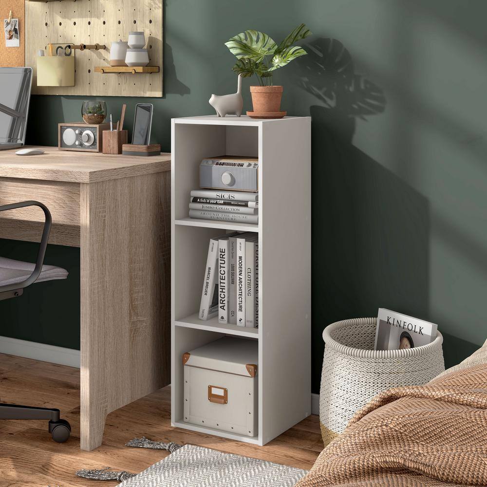 Taupe Grey 3-Shelf Stackable Wood Cube Bookcase