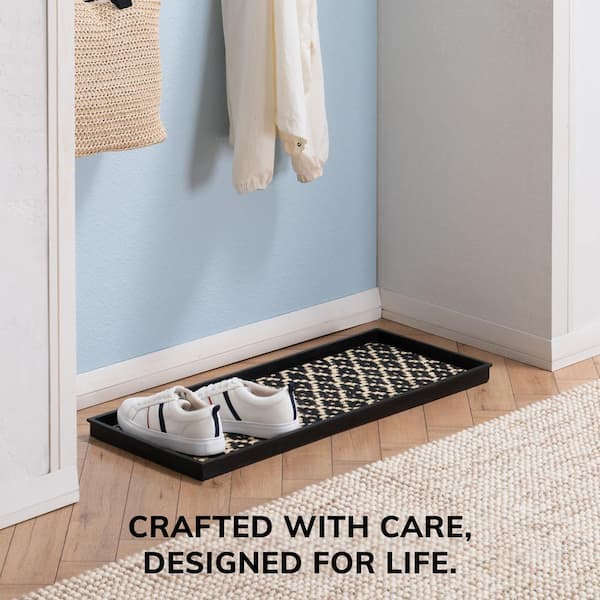 34.5 in. x 14 in. x 1.5 in. Natural and Recycled Rubber Boot Tray with Black and Ivory Coir Insert