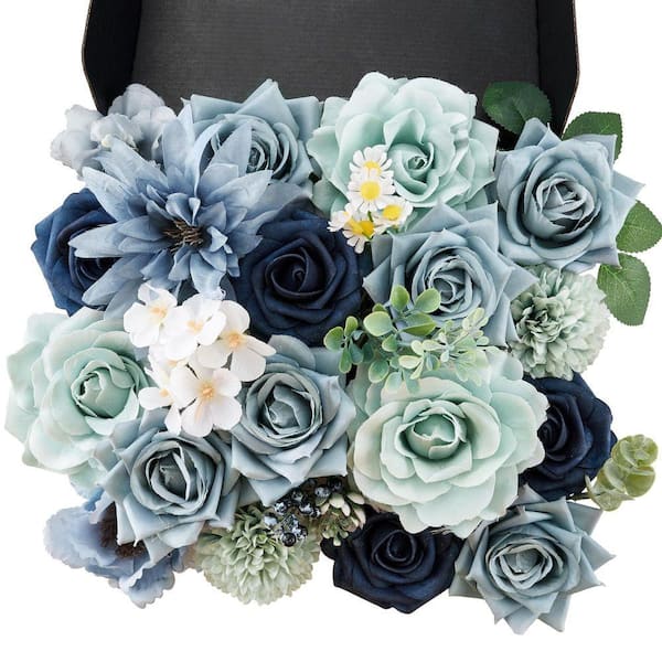 7.8 in. Blue Artificial Rose Flowers Combo Box HPCL6XGW - The Home