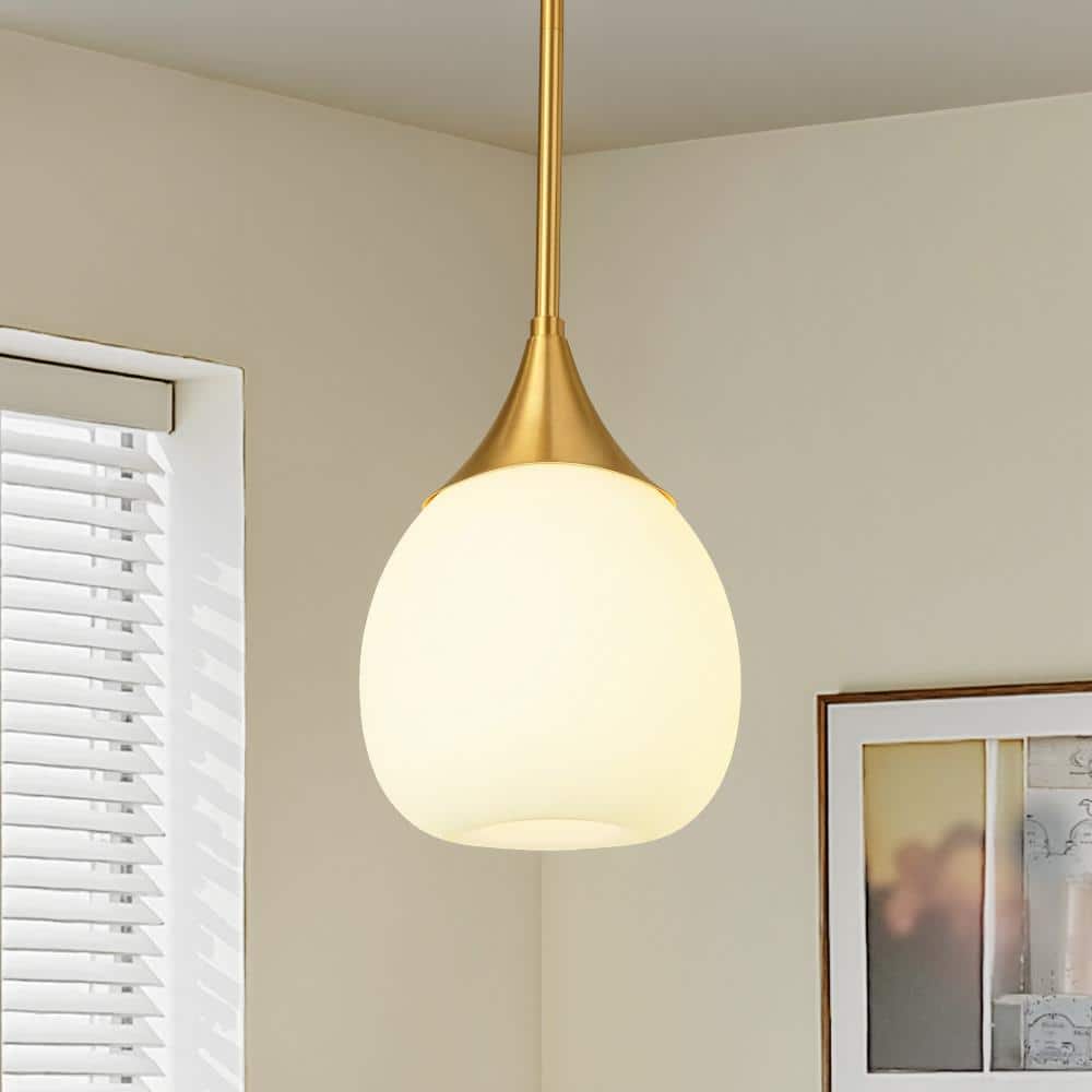 6 in. 60-Watt 1 Light Modern Gold Mini Pendant Light With Glass Globe Shade Hanging Light Fixture For Kitchen Island price history on PriceWatchPro