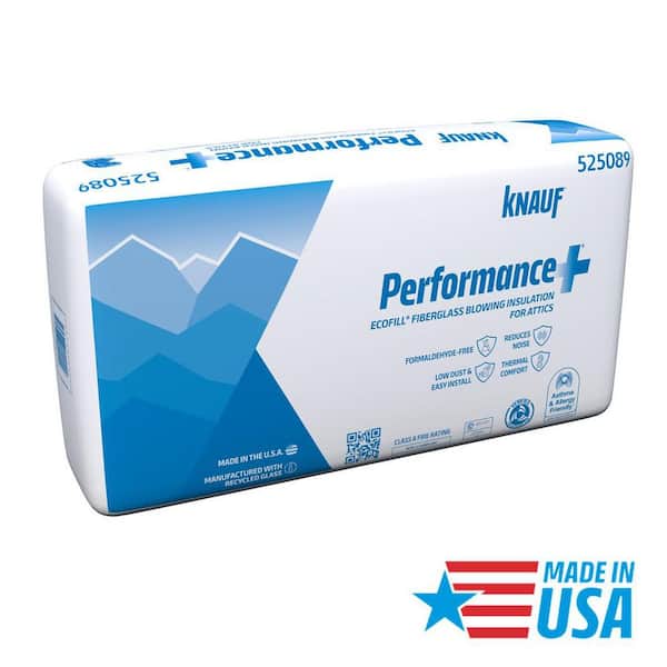 Class A Fire-Rated Blown-In Fiberglass Loose Fill Sound-Reducing EcoFill Attic Insulation - USA Made, 28.6 lbs. (1-Bag)