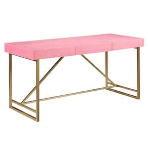 Bendrey 60 in. Rectangular Antique Pink Writing Desk with Storage