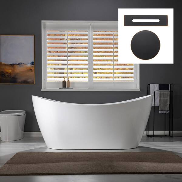 WOODBRIDGE CAHON 67 in. Acrylic Flatbottom Freestanding Double Slipper