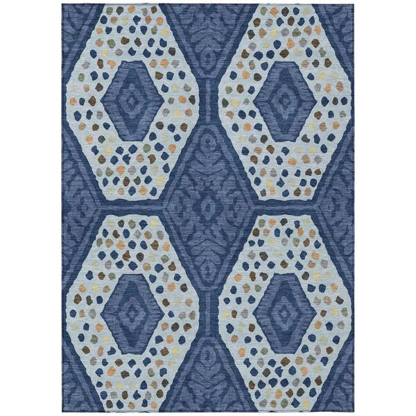 Chantille Machine Washable Indoor/Outdoor Abstract ACN2457 Navy 3 ft. x 4 ft. Area Rug