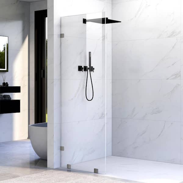 UNIKOO UKH07B2 29 in. W x 80 in. H Frameless Fixed Shower Door