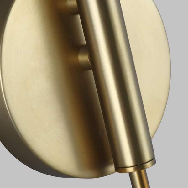 Generation Lighting - Jane 7 in. W 1-Light Matte White and Burnished Brass Adjustable Wall Sconce