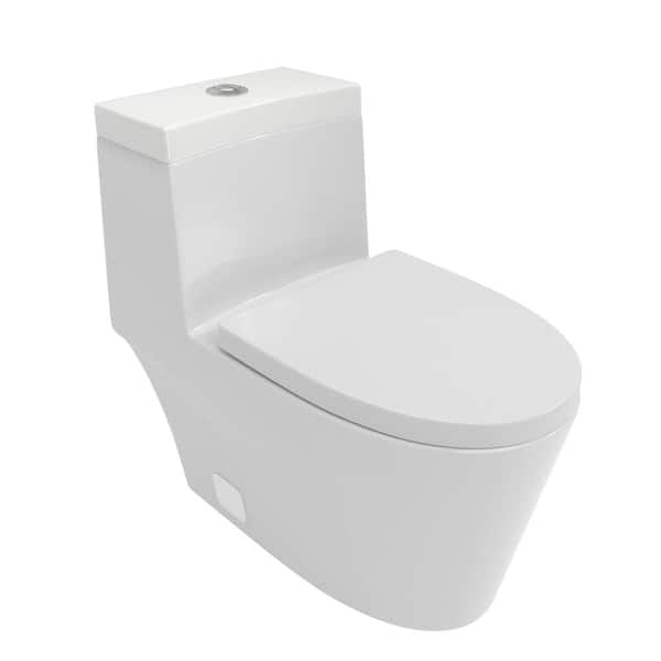12 in. Rough-In 1-Piece 1.6/1.1 GPF Dual Flush Elongated Toilet in White, Soft Close Seat Included