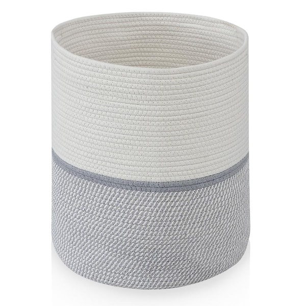 Ornavo Home Large Cotton Fabric Rope Storage Basket with Handles - 16" x 18"