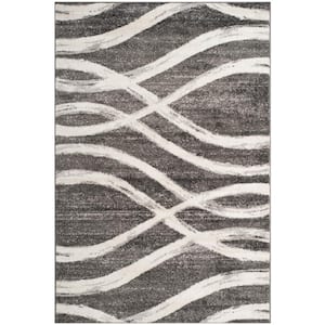 Adirondack Charcoal/Ivory 6 ft. x 9 ft. Striped Area Rug