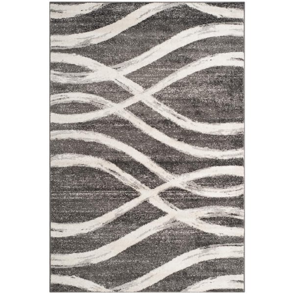 SAFAVIEH Adirondack Charcoal/Ivory 6 ft. x 9 ft. Waves Area Rug