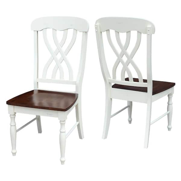 International Concepts Alabaster & Espresso Wood Lattice Back Dining Chair (Set of 2)