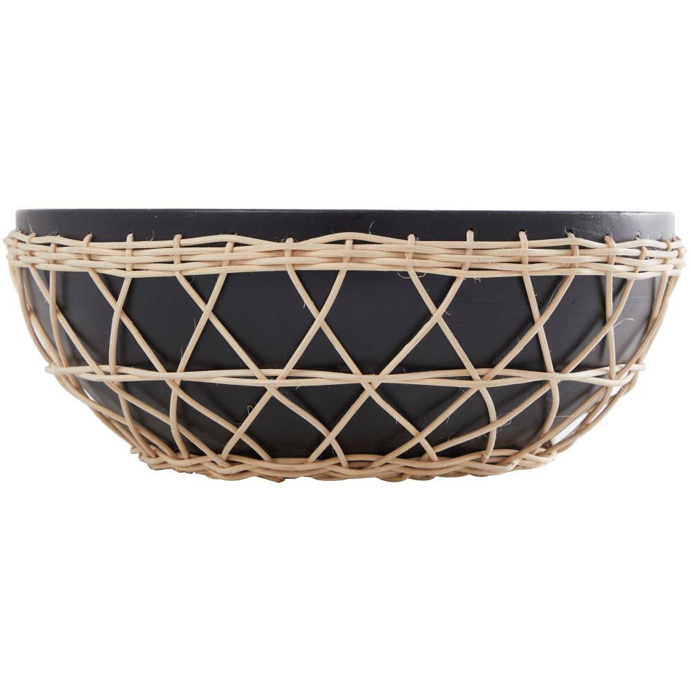 Neyla Black and Natural Handmade Mango Wood Decorative Bowl