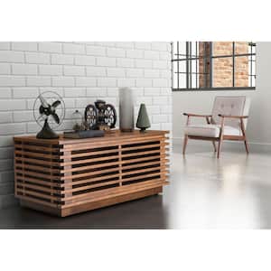 Linea 36 in. Walnut Rectangle Wood Console Table with Storage