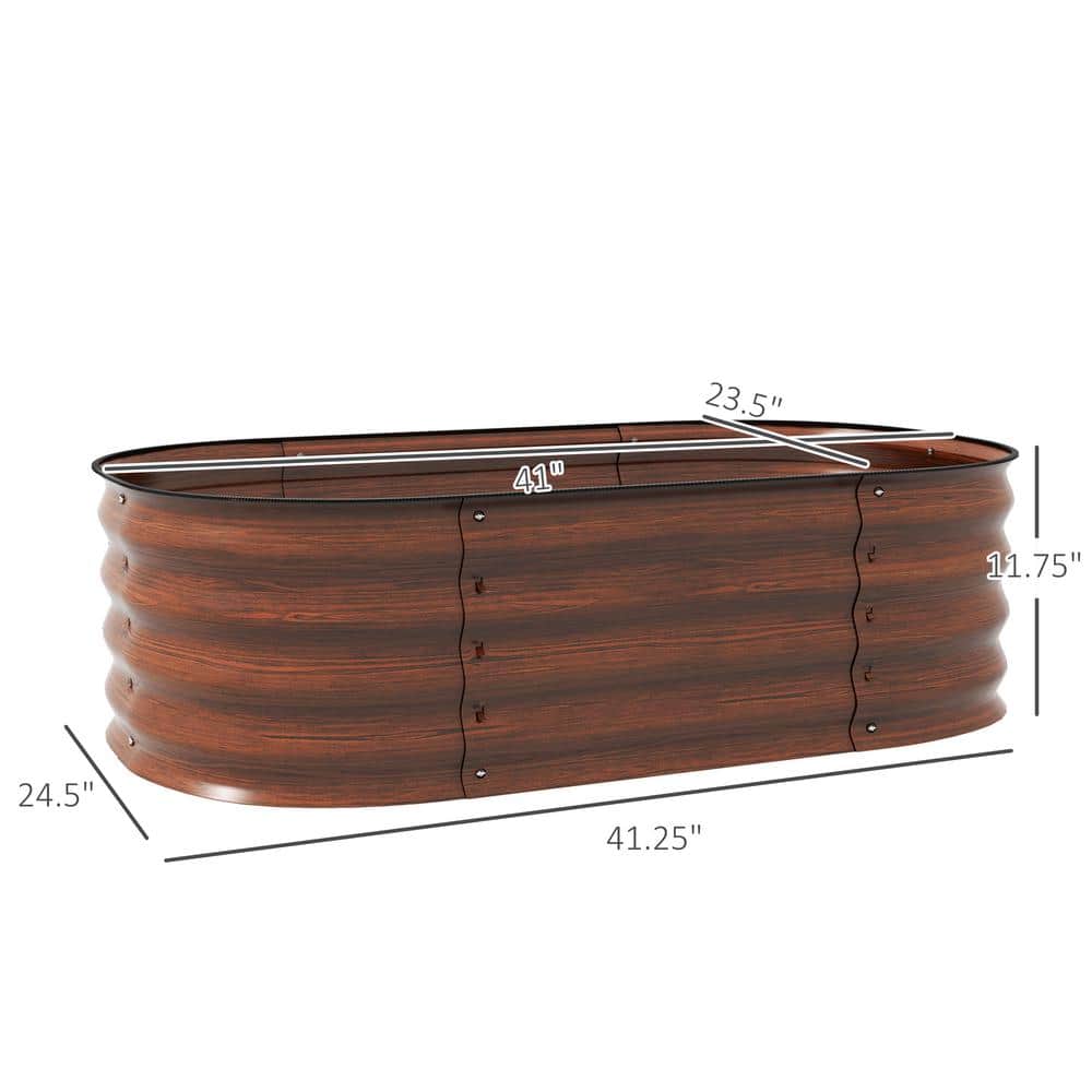 Brown Galvanized Steel Raised Garden Bed Planter Box with Safety Edging