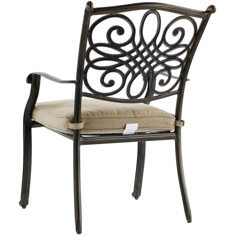 Hanover Traditions 11-Piece Aluminum Outdoor Dining Set with Tan Cushions