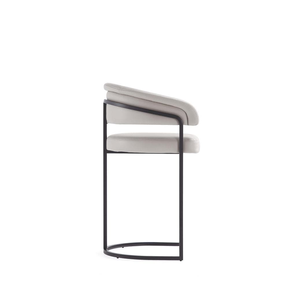 Augusta Light Gray Leatherette Counter Stools with Metal Base, Set of 3