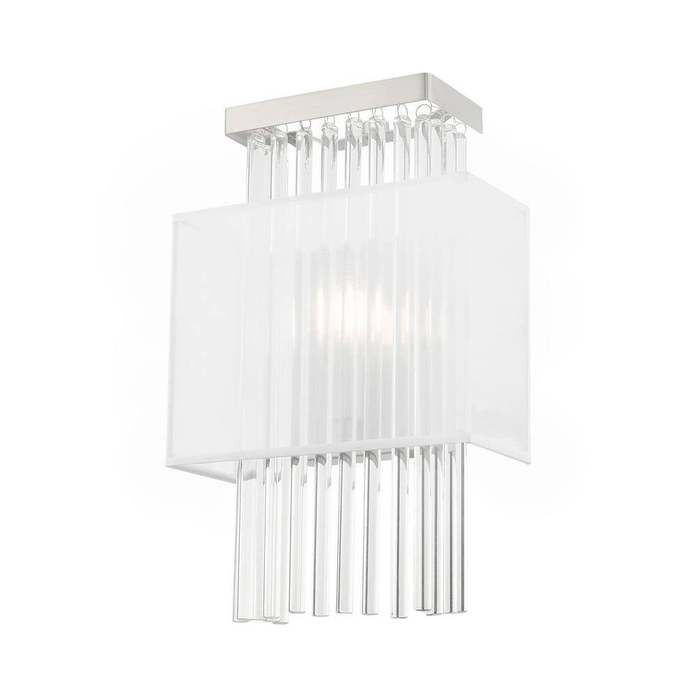 Brushed Nickel Dimmable Sconce with Crystal Rods