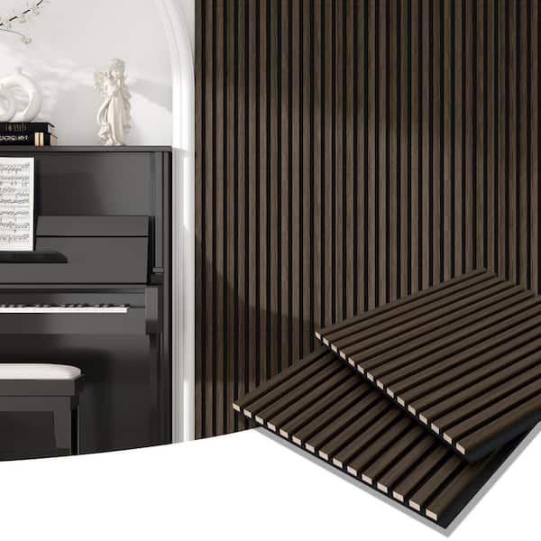 23.6 in. x 23.6 in. Walnut Wood Soundproofing Wall Decal Wall Panels 4-Piece