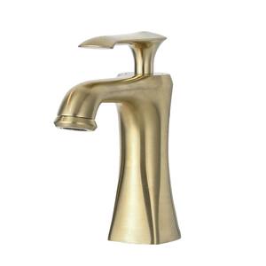 Single Handle Single Hole Bathroom Faucet in Brushed Gold