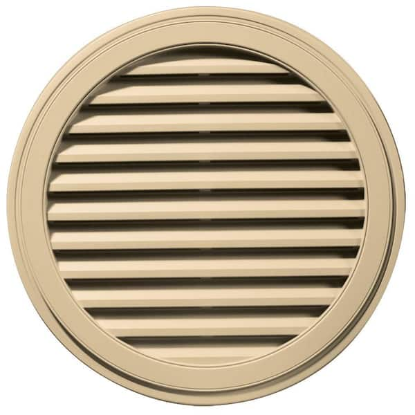 Builders Edge 36 in. x 36 in. Round Brown/Tan Plastic Built-in Screen Gable Louver Vent