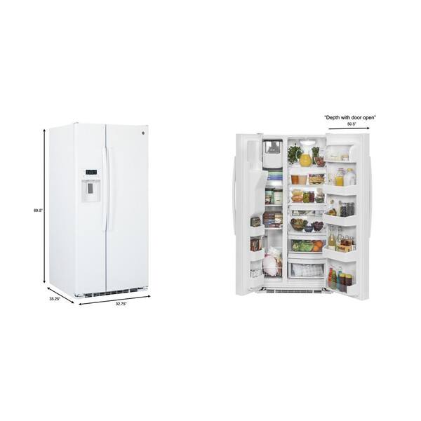 Ge 23 2 Cu Ft Side By Side Refrigerator In White Gss23ggkww The Home Depot