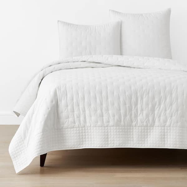 Pintuck White Full/Queen Cotton Quilt