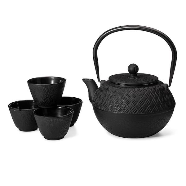 Black Diamond Cast Iron Tea Pot 4-Piece Set