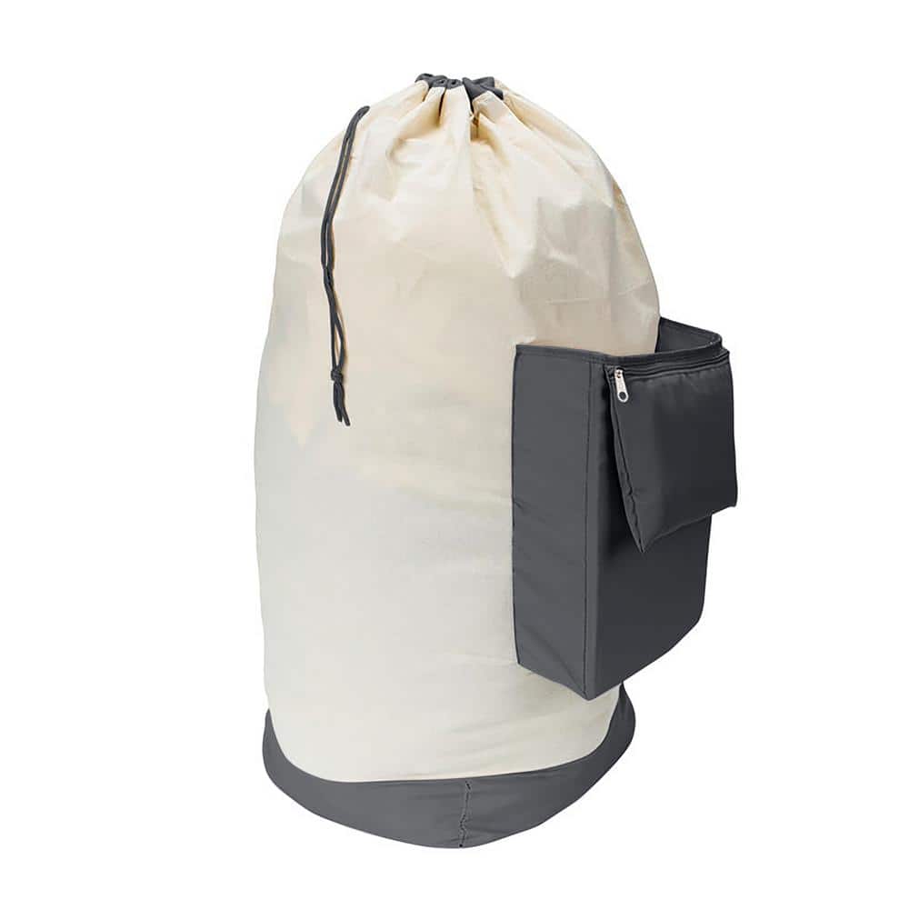 Trademark Home Large Heavy-Duty Black Nylon Drawstring Laundry Bag 2-Pack