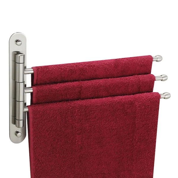 15 in. Stainless Steel Triple Swing Towel Bar in Satin Nickel