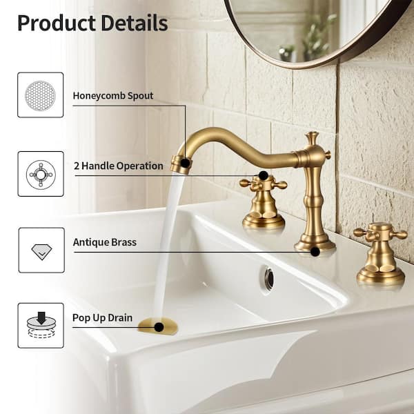 ●TINA AKLFGN 8 in. Widespread Bathroom Faucet 3 Hole Waterfall