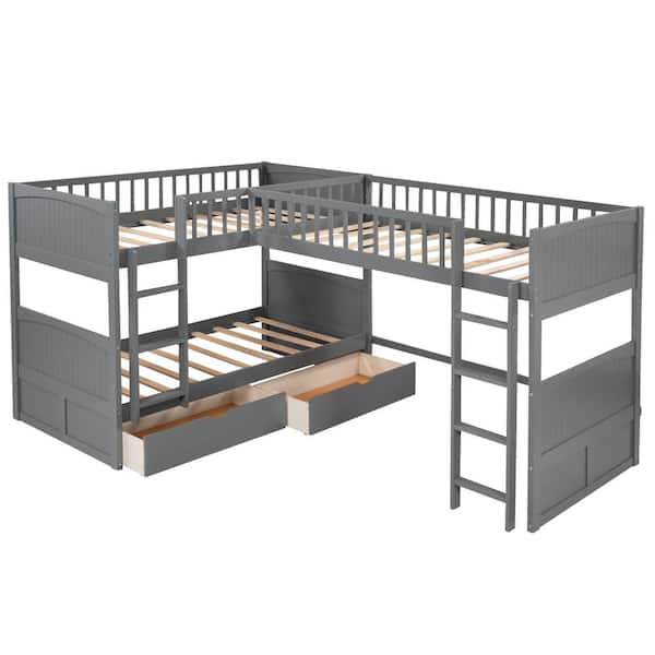 Wood Bunk Bed With Loft, Wood Bunk Bed With Drawers And Desk