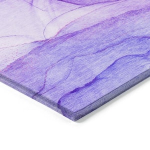 Purple 5 ft. x 8 ft. Abstract Indoor / Outdoor Area Rug