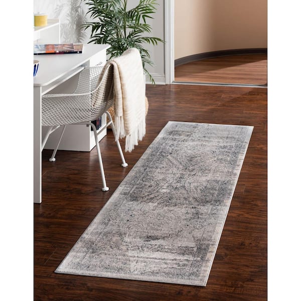 Chateau Collection Area Rug - Wilson (2 ft.  x 6 ft. 9 in. Runner Dark Blue/Gray)