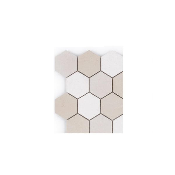 Jeffrey Court Take Home Tile Sample - Earthen Loft Cream 4 in. x 4 in. Hexagon Honed Terrazzo Wall and Floor Mosaic Tile