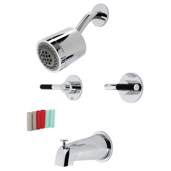 Kingston Brass Kaiser Double Handle 2-Spray Tub and Shower Faucet 2 GPM in. Polished Chrome (Valve Included)