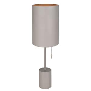 Flint 23 in. Grey Table Lamp with Gray Metal Shade and Pull Chain Switch