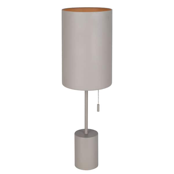 CANARM Flint 23 in. Grey Table Lamp with Gray Metal Shade and Pull Chain Switch