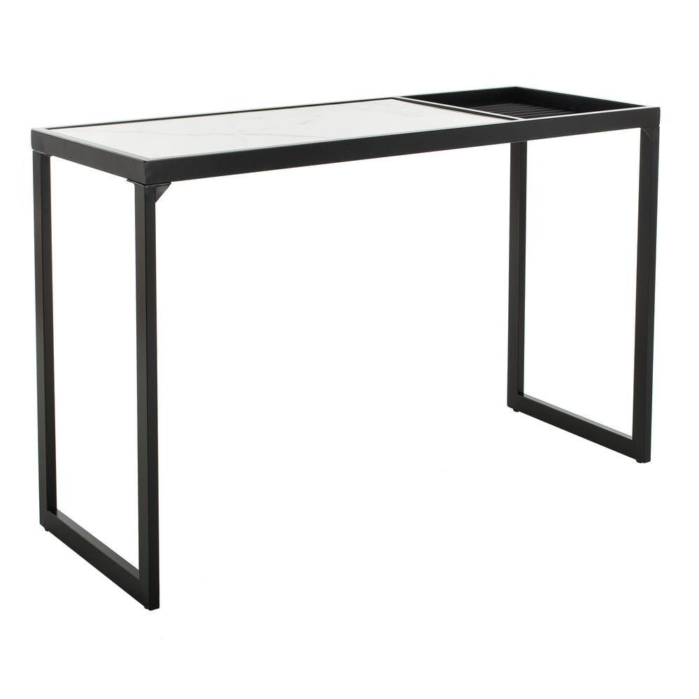 Zuri Black and White Marble Rectangular Console Table