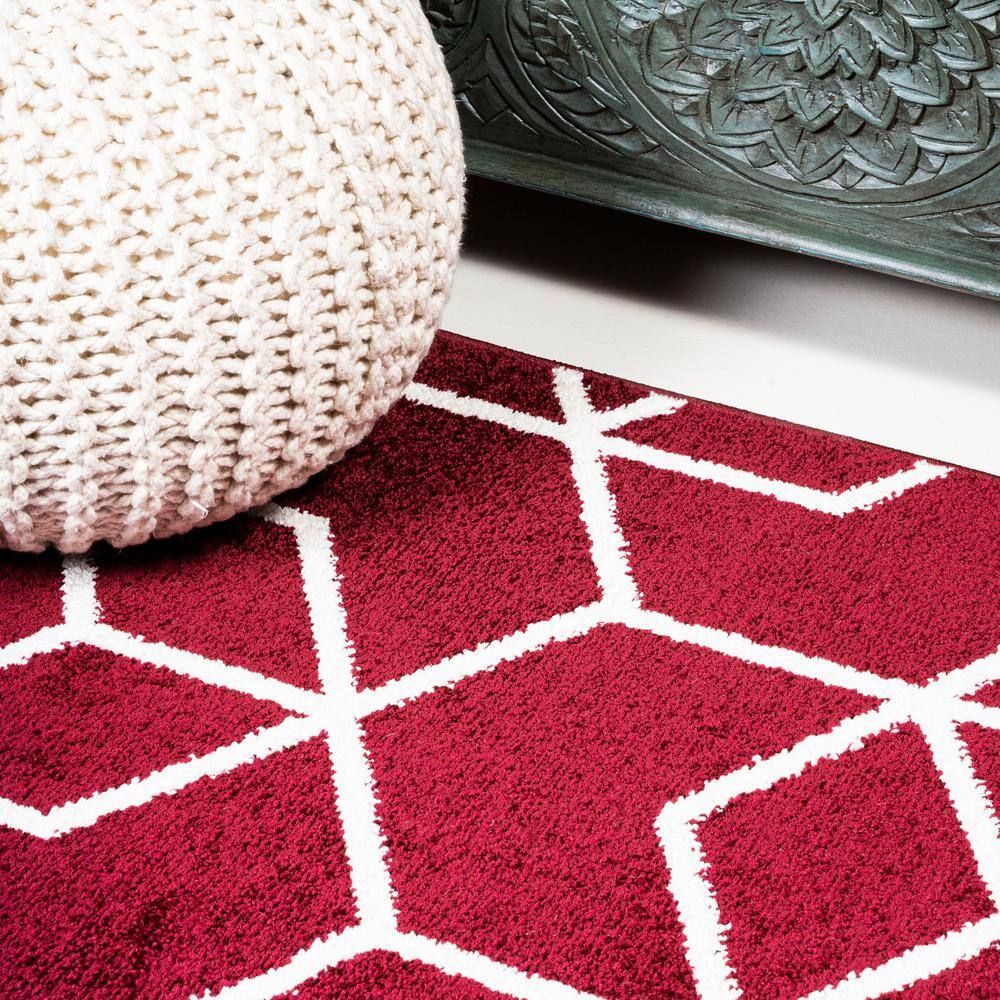 Jonathan Y Red and White Geometric Flat Woven Area Rug